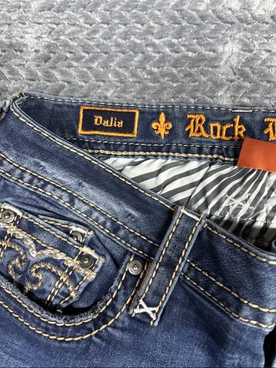 Rock Revival Women’s Distressed Dark Blue Skinny Jeans - Picture 3 of 10